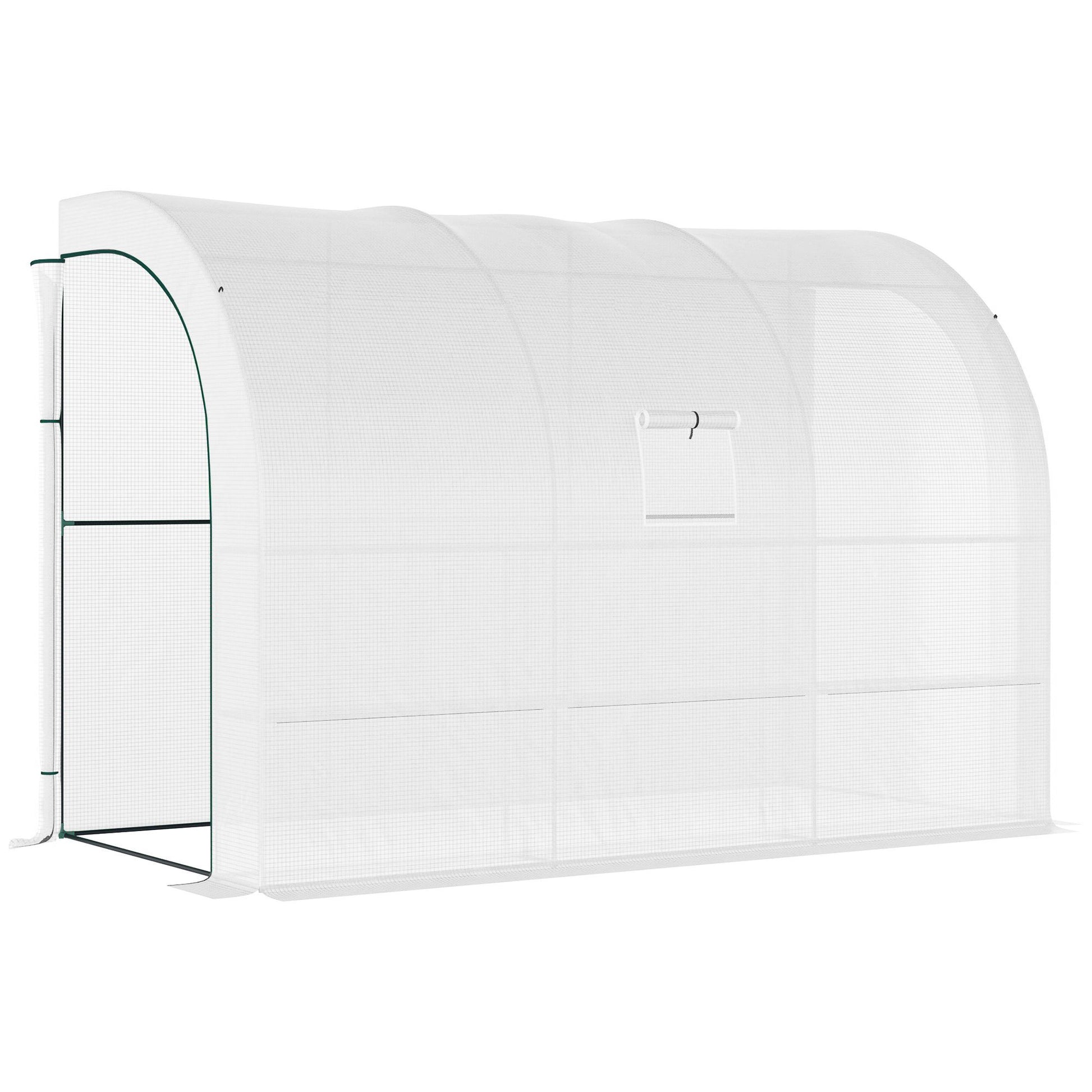 5' x 10' Lean-to Greenhouse, Compact Design with Shelves, Zippered Door