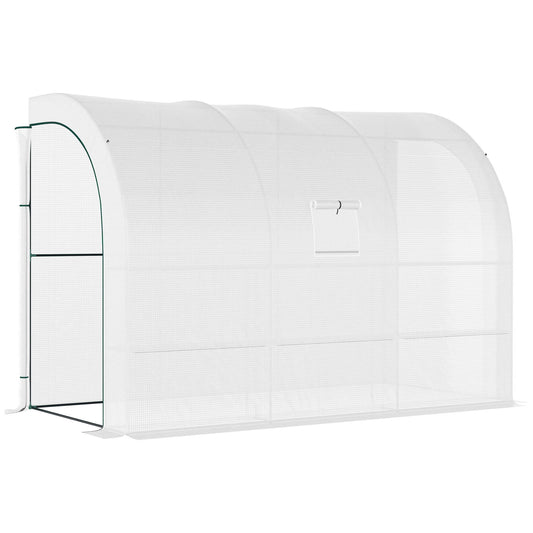 5' x 10' Lean-to Greenhouse, Compact Design with Shelves, Zippered Door