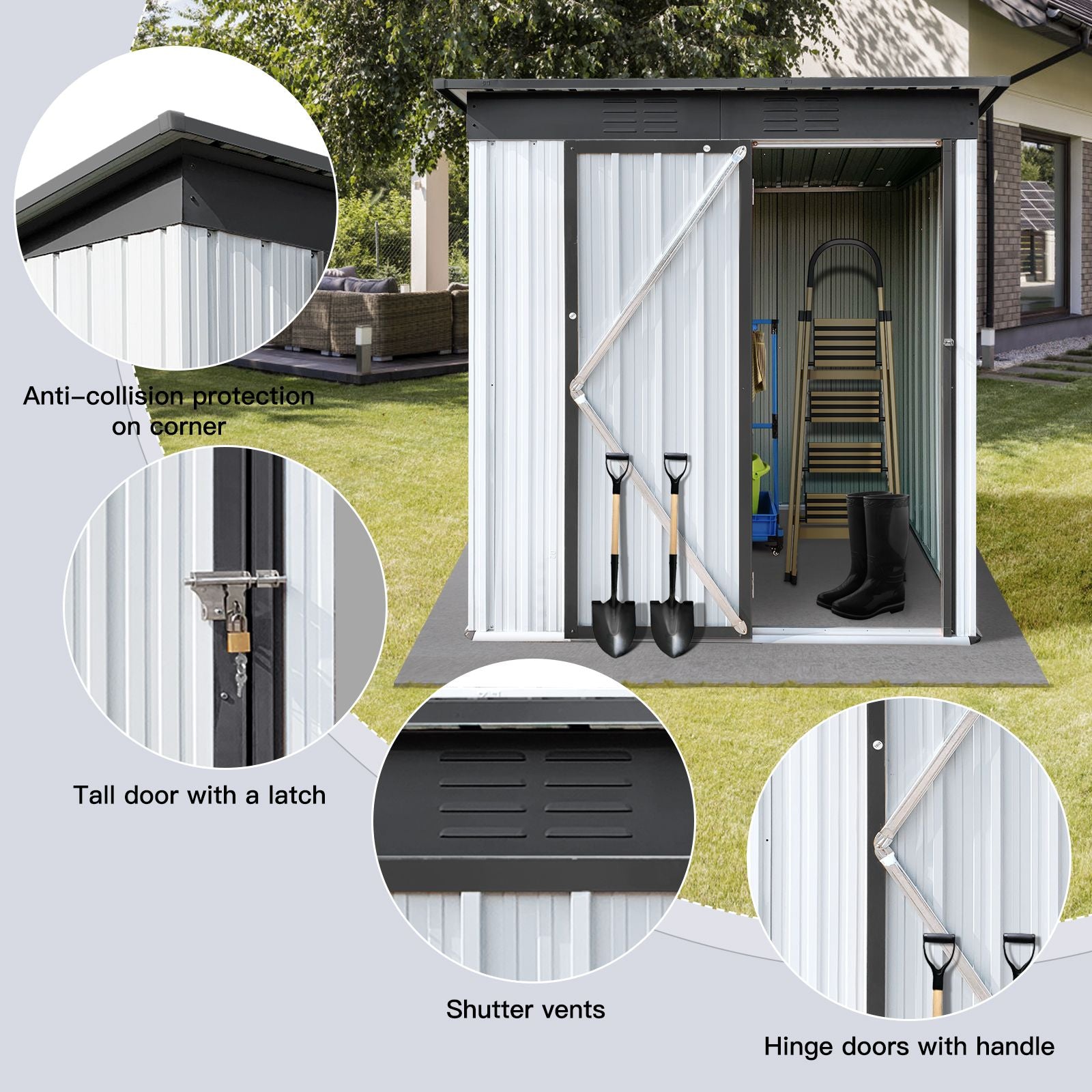 5' x 4' Metal Garden Storage Shed – Waterproof, Lockable & Durable