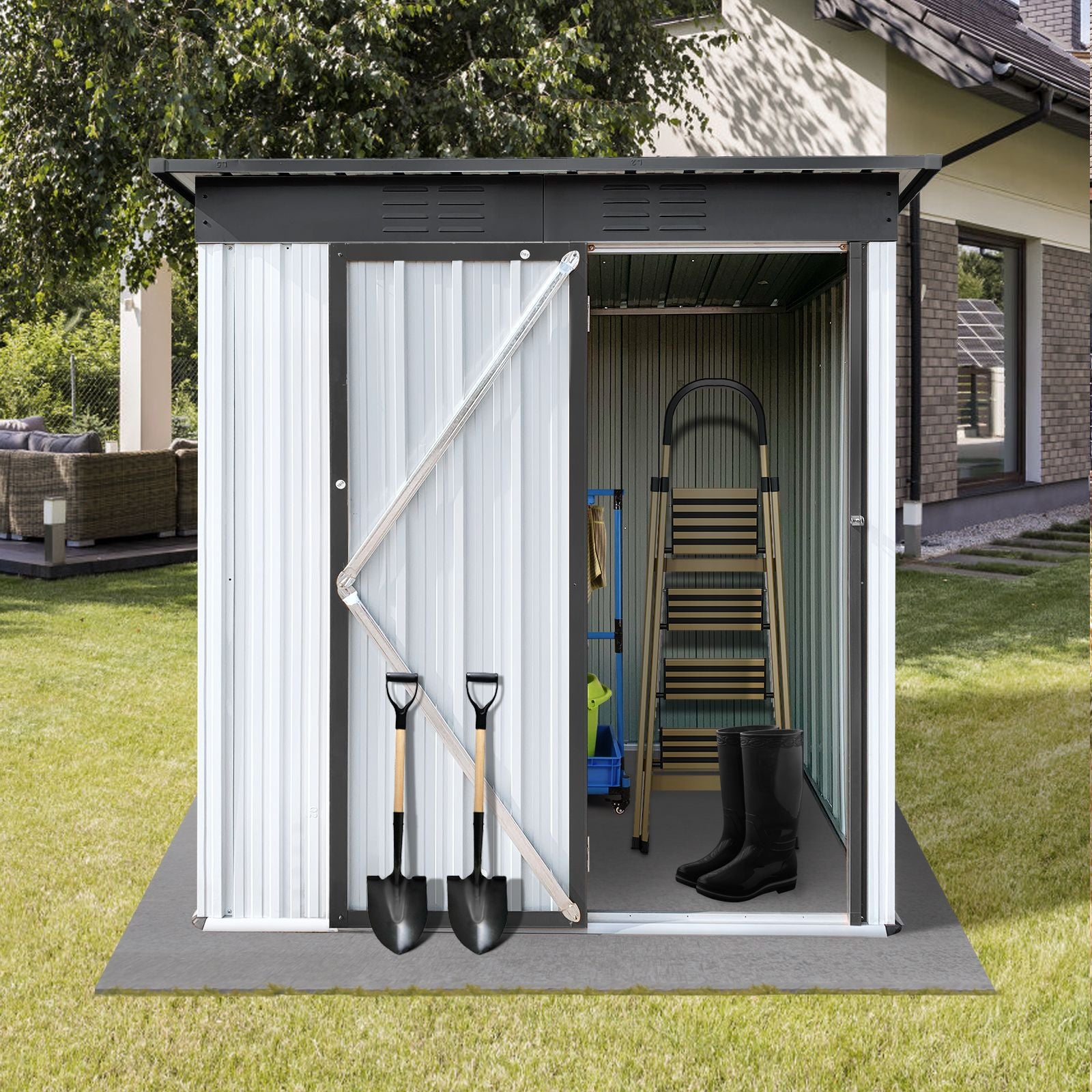 5' x 4' Metal Garden Storage Shed – Waterproof, Lockable & Durable