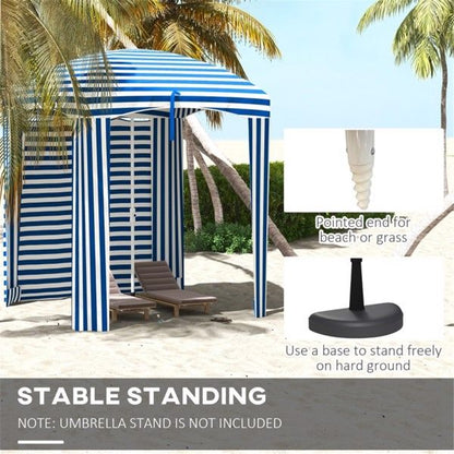 5.8' x 5.8' Blue/White Striped Beach Umbrella with Tilt, Portable