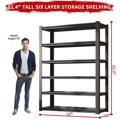 6-Tier Adjustable Shelving Unit, 2400 lbs Capacity, Metal Organizer Rack