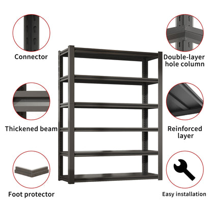 6-Tier Adjustable Shelving Unit, 2400 lbs Capacity, Metal Organizer Rack
