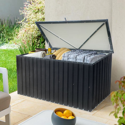 6' x 3' Metal Garden Storage Box, Lockable, Waterproof Roof
