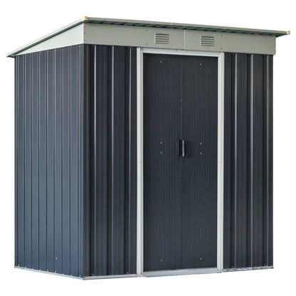 6' x 3.5' Outsunny Metal Lean-to Garden Shed with Double Sliding Doors & 2 Air Vents