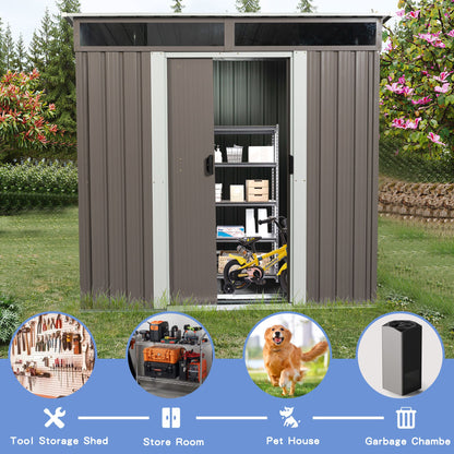 6' x 4.5' Outdoor Metal Storage Shed with Window & Transparent Plate