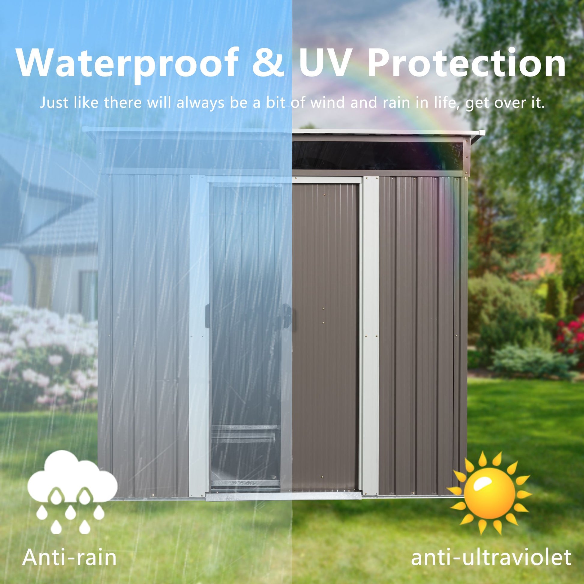 6' x 4.5' Outdoor Metal Storage Shed with Window & Transparent Plate