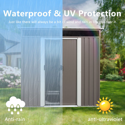 6' x 4.5' Outdoor Metal Storage Shed with Window & Transparent Plate