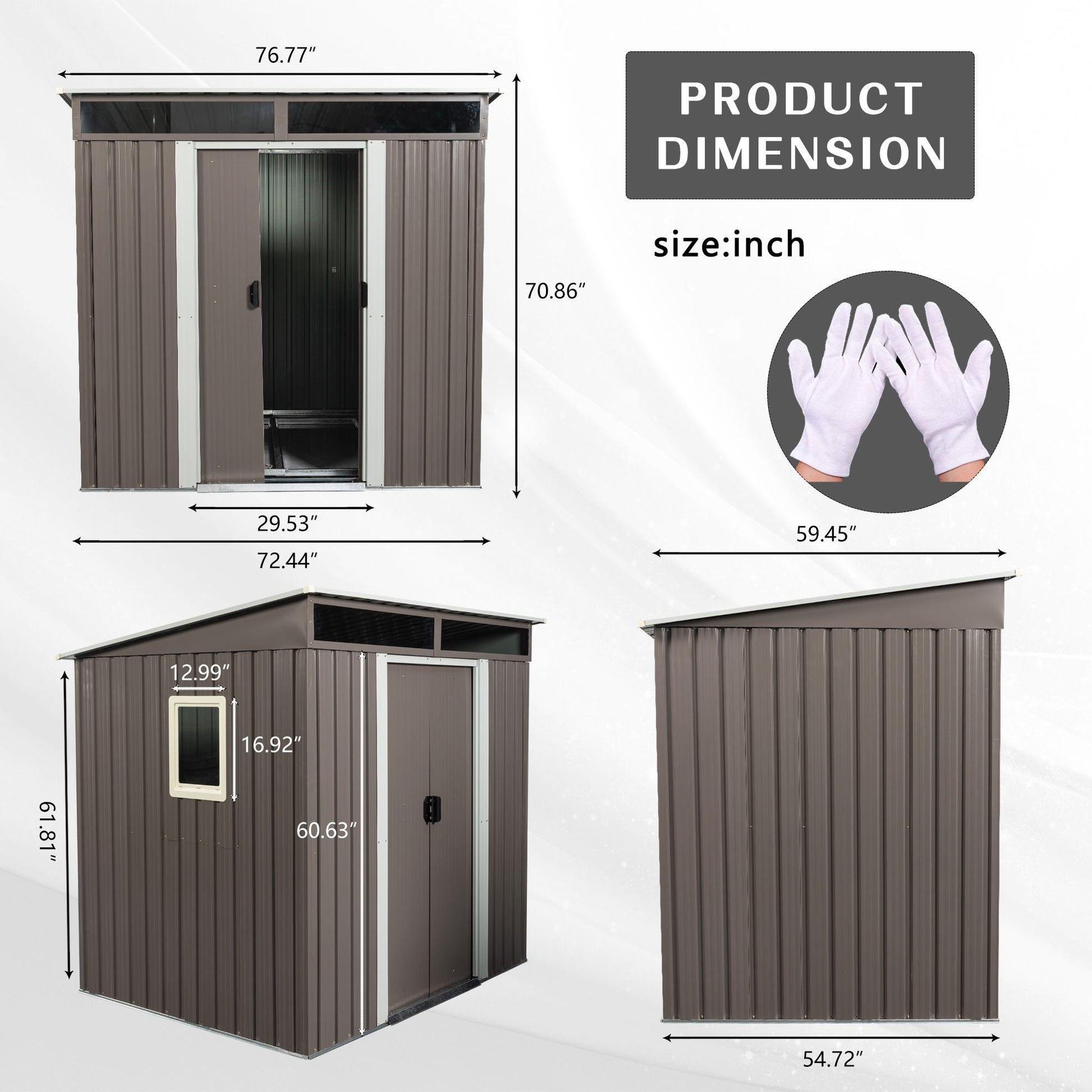 6' x 4.5' Outdoor Metal Storage Shed with Window & Transparent Plate