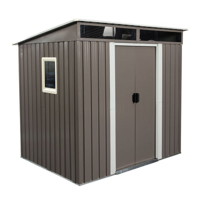 6' x 4.5' Outdoor Metal Storage Shed with Window & Transparent Plate