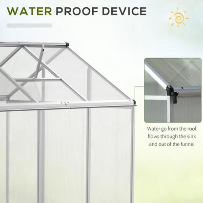 6' x 6' Polycarbonate Greenhouse, Transparent Sheets, Aluminum Frame, Rooftop Vent