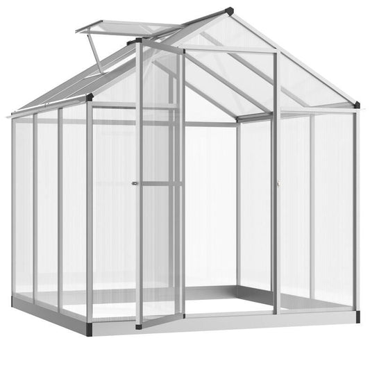 6' x 6' Polycarbonate Greenhouse, Transparent Sheets, Aluminum Frame, Rooftop Vent