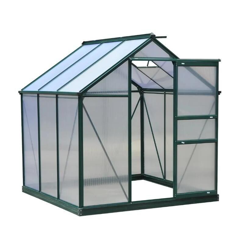 6' x 6' Polycarbonate Outdoor Greenhouse, Sliding Door, Ventilation Panel