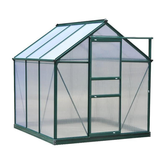 6' x 6' Polycarbonate Outdoor Greenhouse, Sliding Door, Ventilation Panel