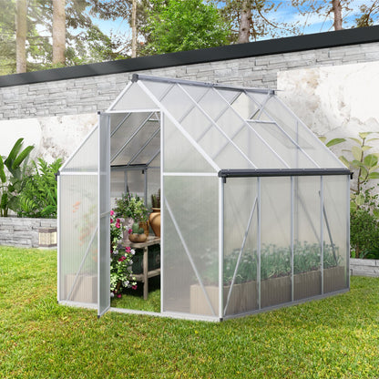 6' x 7.5' Outdoor Greenhouse, Aluminum Frame & Polycarbonate Panels