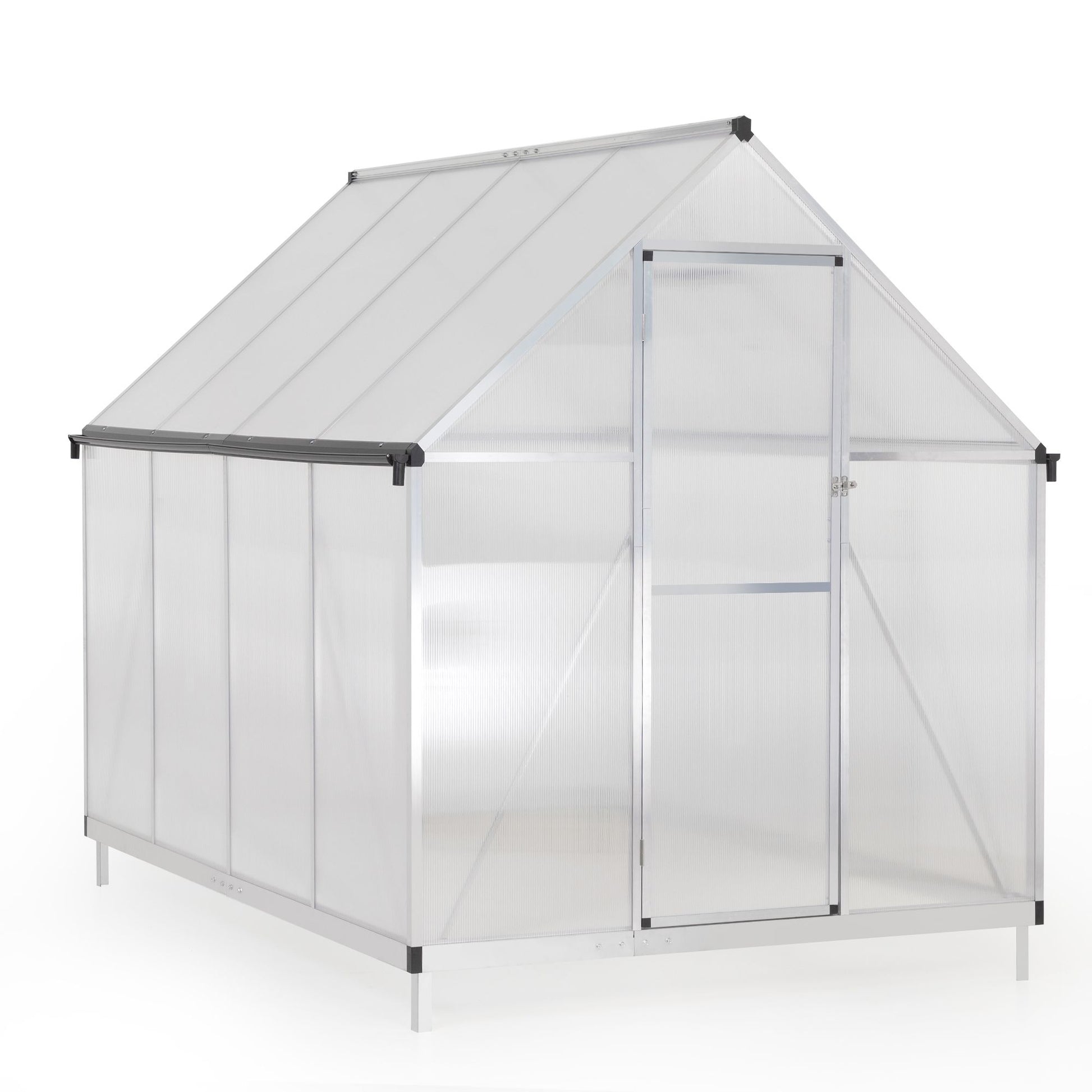 6' x 7.5' Outdoor Greenhouse, Aluminum Frame & Polycarbonate Panels