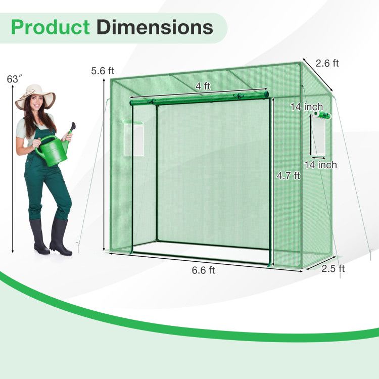 6.5' x 2.5' Greenhouse, Durable PE Cover & Ventilated Design for Year-Round Plant Growth