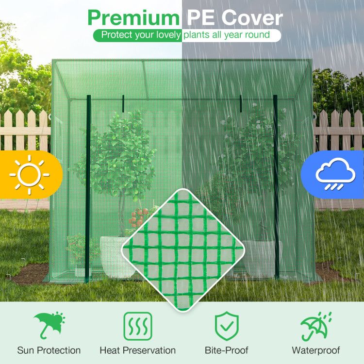 6.5' x 2.5' Greenhouse, Durable PE Cover & Ventilated Design for Year-Round Plant Growth