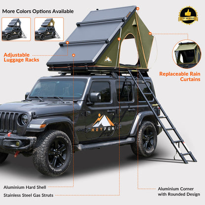 6.5' x 4.3' Hard Shell Rooftop Tent, Fits 3-4 People, 4-Season Design