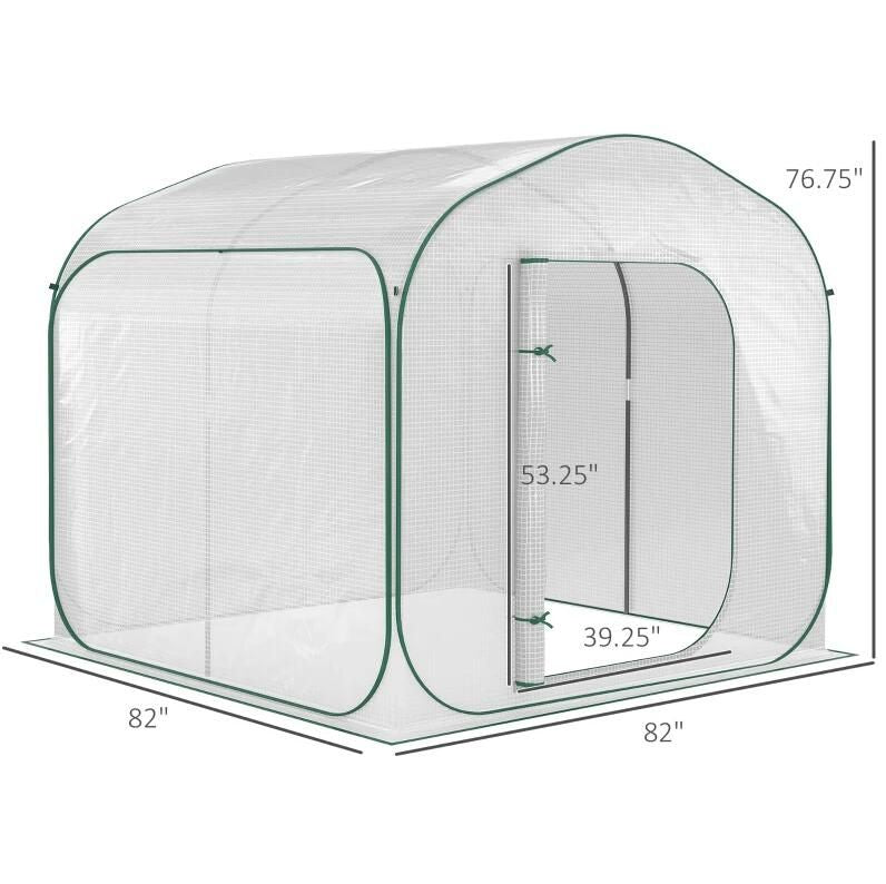 7' x 7' Pop-Up Backyard Greenhouse, PE Cover, Zipper Door, Steel Frame, Portable Carrying Bag