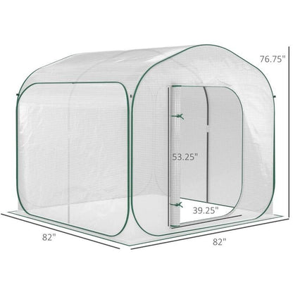 7' x 7' Pop-Up Backyard Greenhouse, PE Cover, Zipper Door, Steel Frame, Portable Carrying Bag