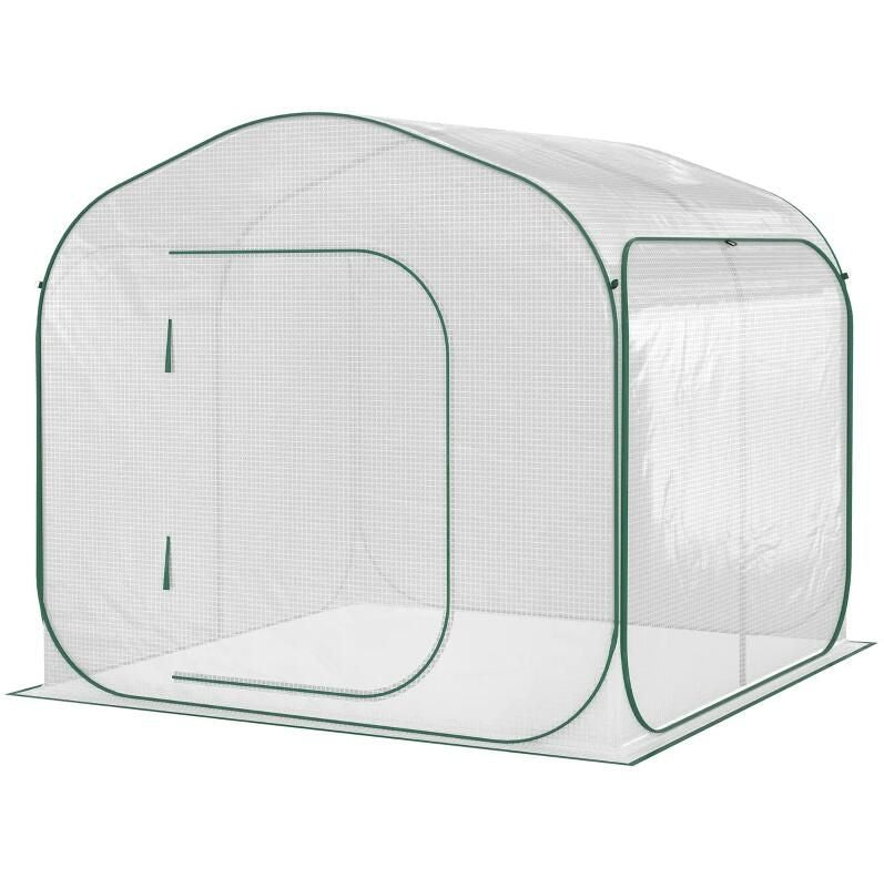 7' x 7' Pop-Up Backyard Greenhouse, PE Cover, Zipper Door, Steel Frame, Portable Carrying Bag