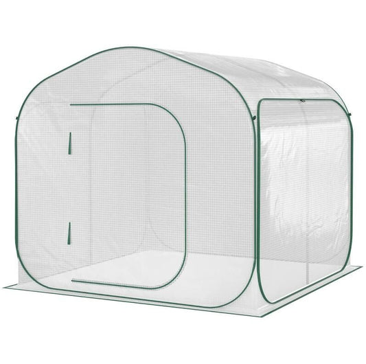 7' x 7' Pop-Up Backyard Greenhouse, PE Cover, Zipper Door, Steel Frame, Portable Carrying Bag