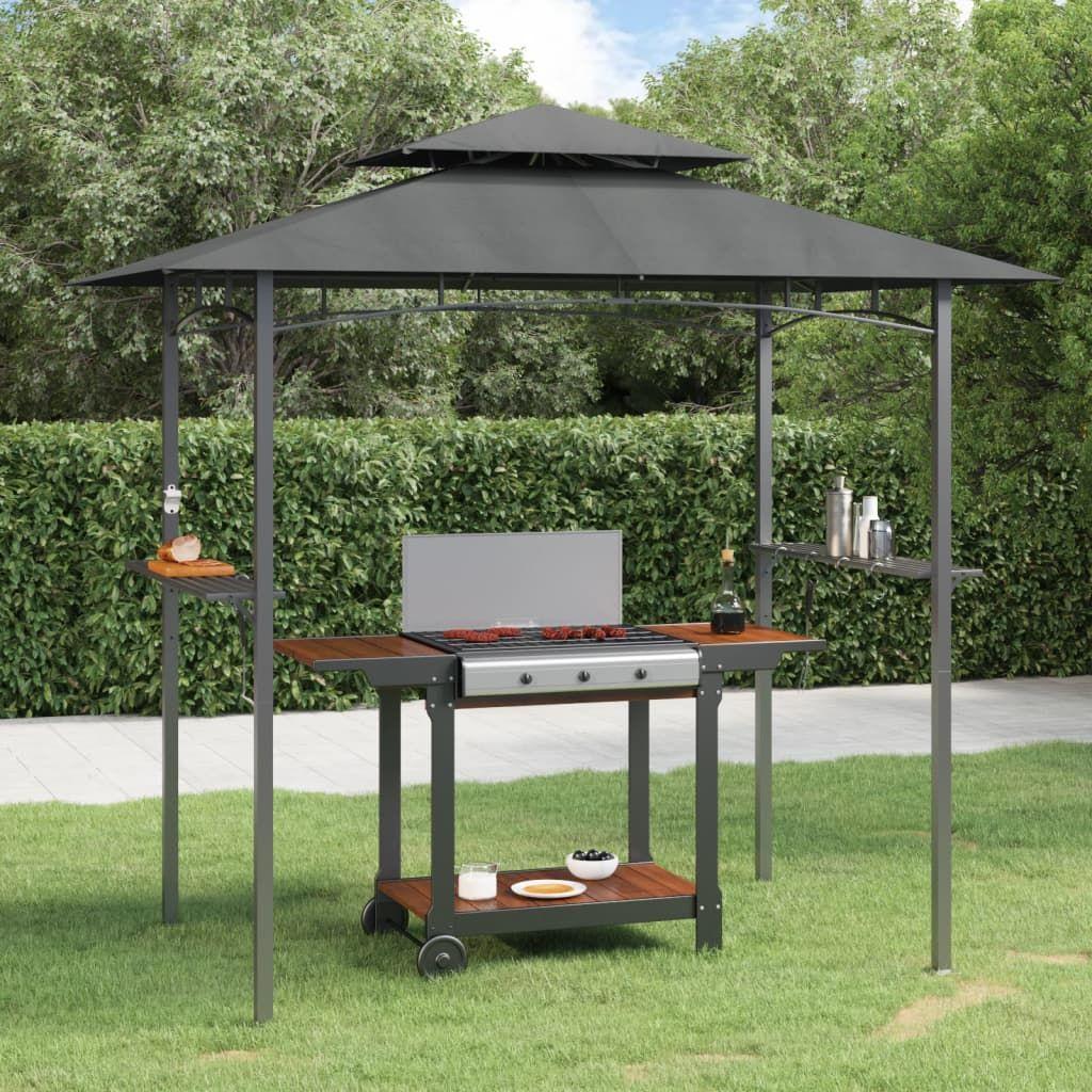 7.9' x 4.9' x 7.97' BBQ Gazebo with Steel Frame and Side Shelves, Anthracite Color