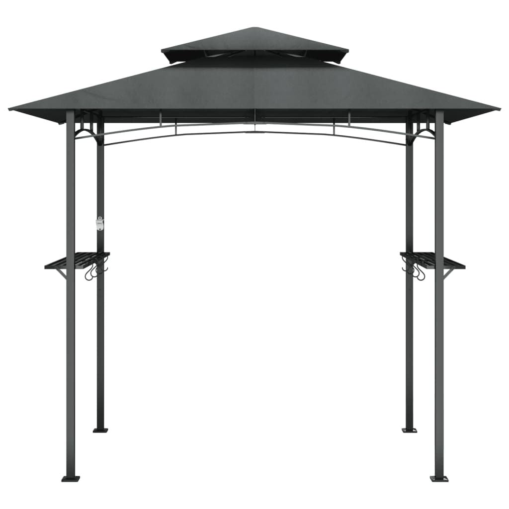 7.9' x 4.9' x 7.97' BBQ Gazebo with Steel Frame and Side Shelves, Anthracite Color