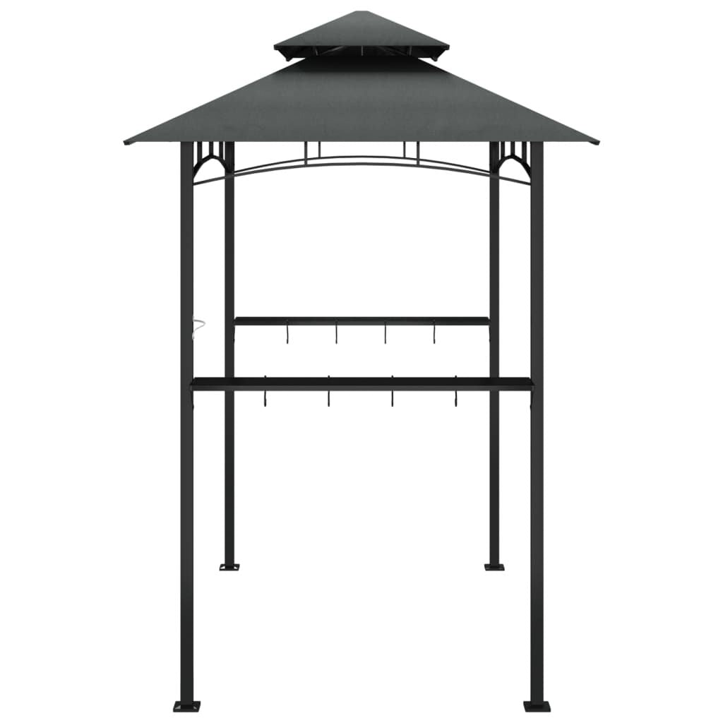 7.9' x 4.9' x 7.97' BBQ Gazebo with Steel Frame and Side Shelves, Anthracite Color