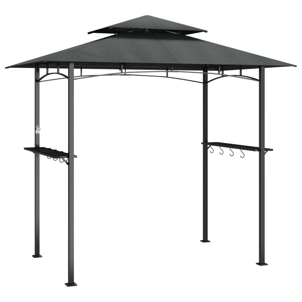 7.9' x 4.9' x 7.97' BBQ Gazebo with Steel Frame and Side Shelves, Anthracite Color
