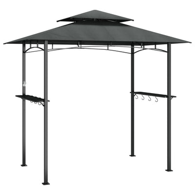 7.9' x 4.9' x 7.97' BBQ Gazebo with Steel Frame and Side Shelves, Anthracite Color