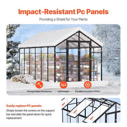8' x 11' Greenhouse, Sturdy & Weatherproof Design