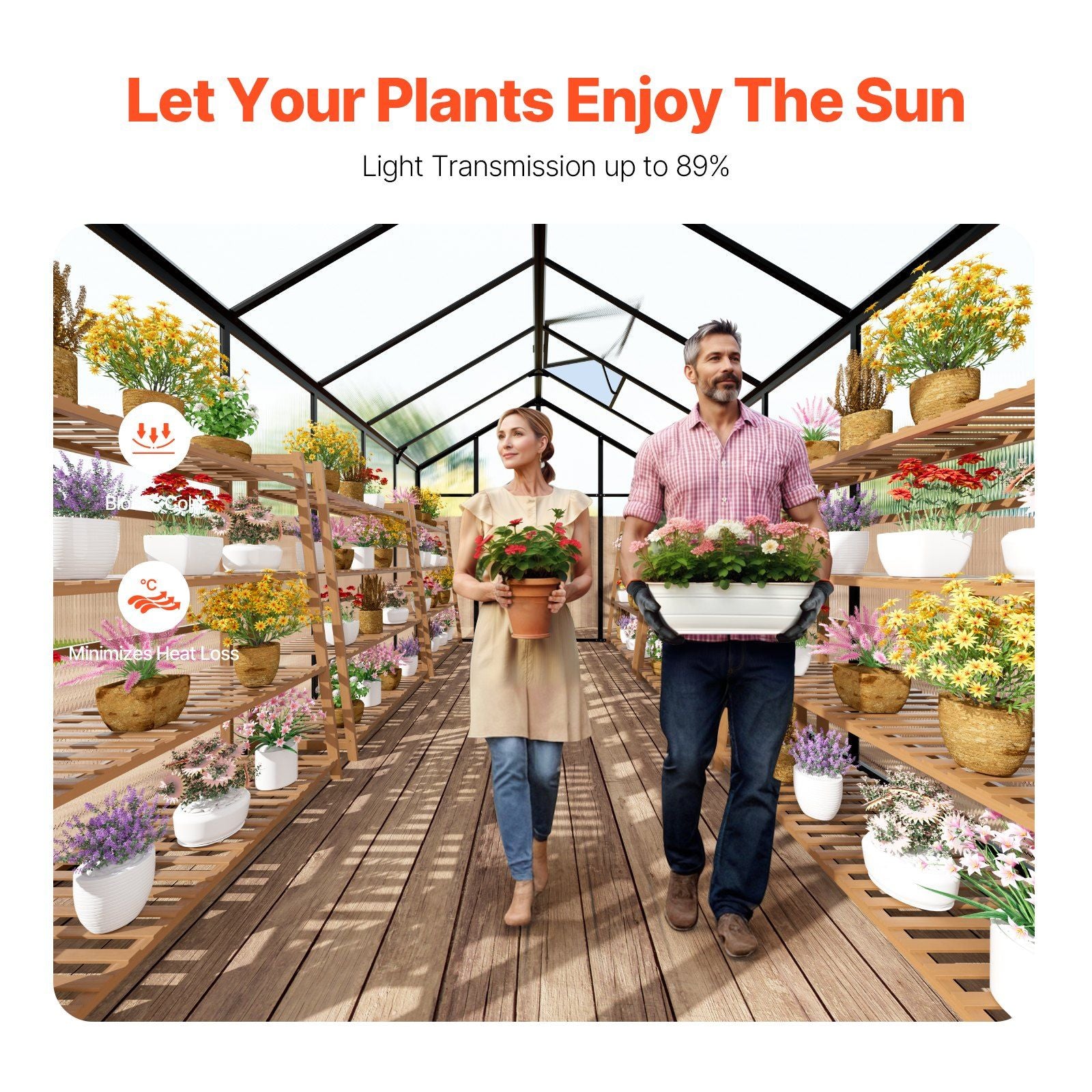 8' x 11' Greenhouse, Sturdy & Weatherproof Design