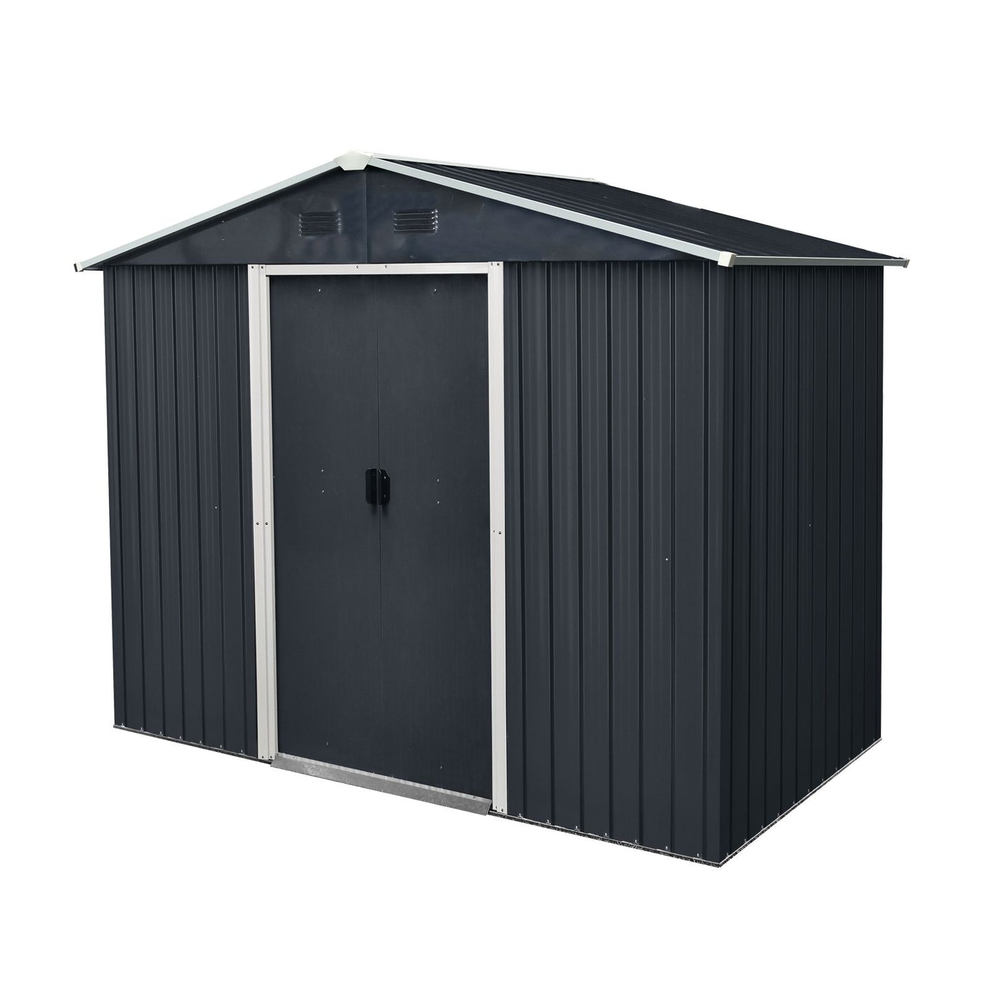 8' x 4' Metal Storage Shed with Sloped Roof, Lockable Door & Sliding Door