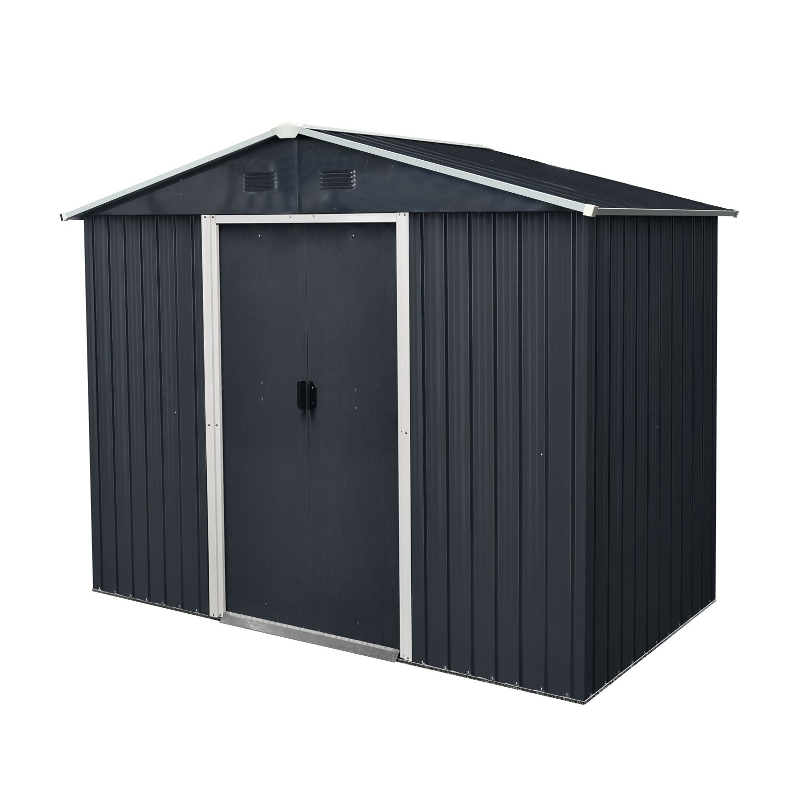 8' x 4' Metal Storage Shed with Sloped Roof, Lockable Door & Sliding Door