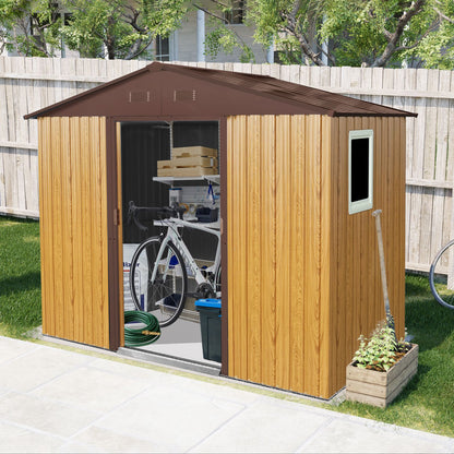 8' x 4' Metal Storage Shed with Tilted Roof, Lockable Door & Window