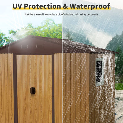 8' x 4' Metal Storage Shed with Tilted Roof, Lockable Door & Window