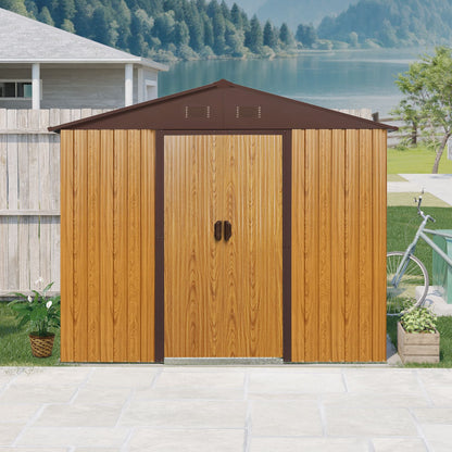 8' x 4' Metal Storage Shed with Tilted Roof, Lockable Door & Window