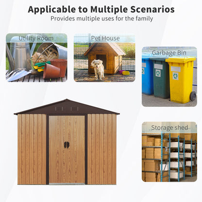 8' x 4' Metal Storage Shed with Tilted Roof, Lockable Door & Window