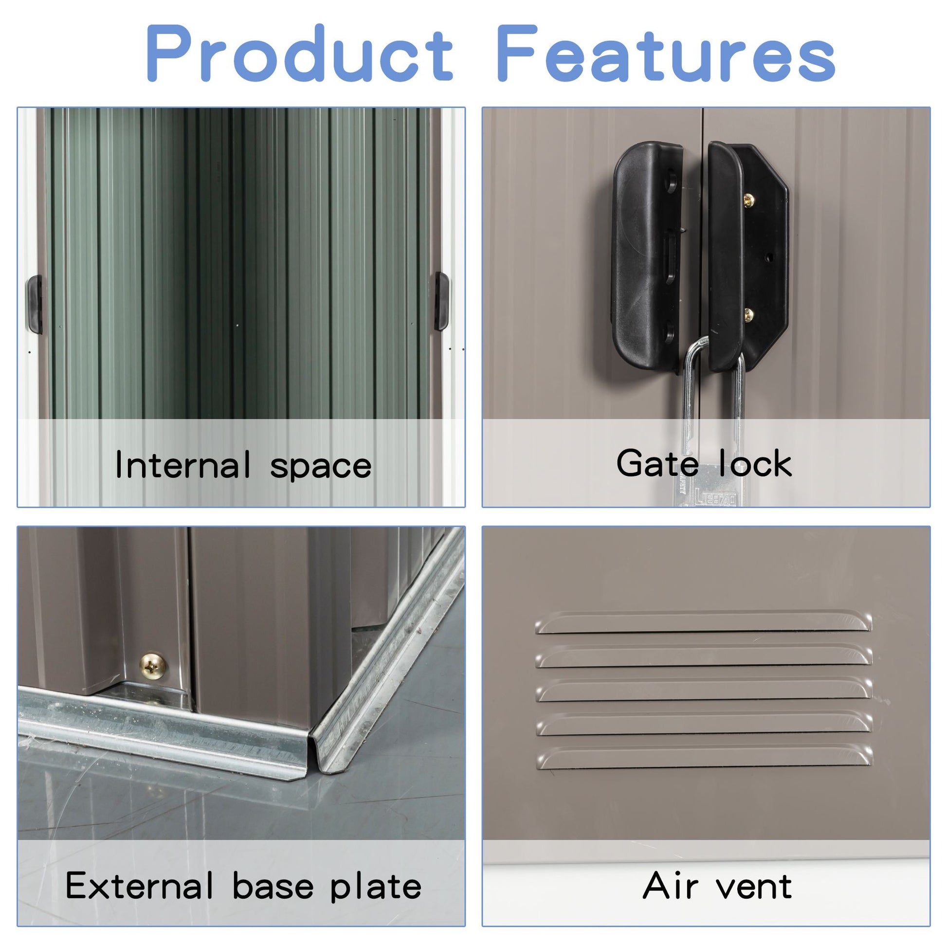 8' x 4' Outdoor Metal Storage Shed with Sliding Doors & Vents