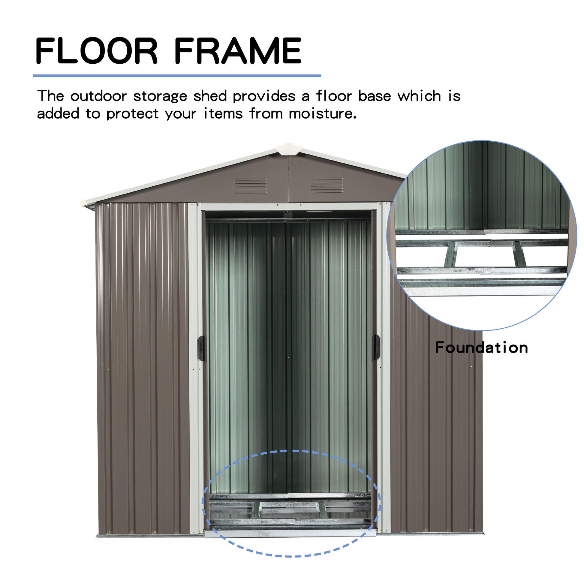 8' x 4' Outdoor Metal Storage Shed with Sliding Doors & Vents