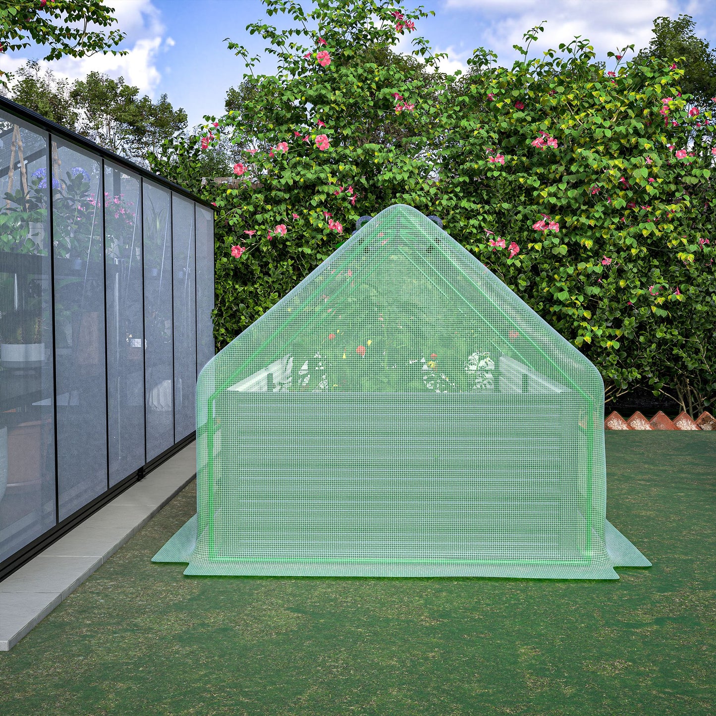 8' x 4' Raised Garden Bed with Greenhouse Cover, Galvanized Metal Frame