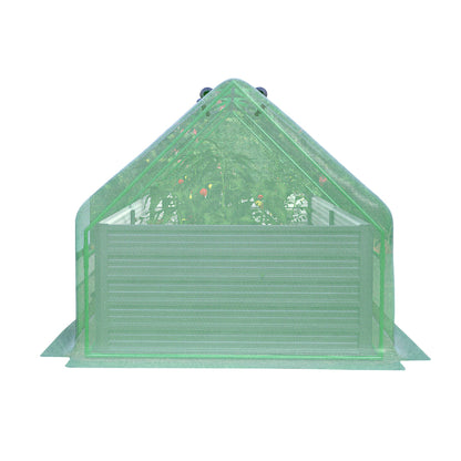 8' x 4' Raised Garden Bed with Greenhouse Cover, Galvanized Metal Frame