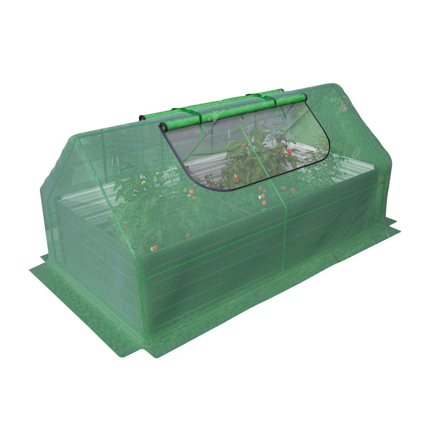 8' x 4' Raised Garden Bed with Greenhouse Cover, Galvanized Metal Frame