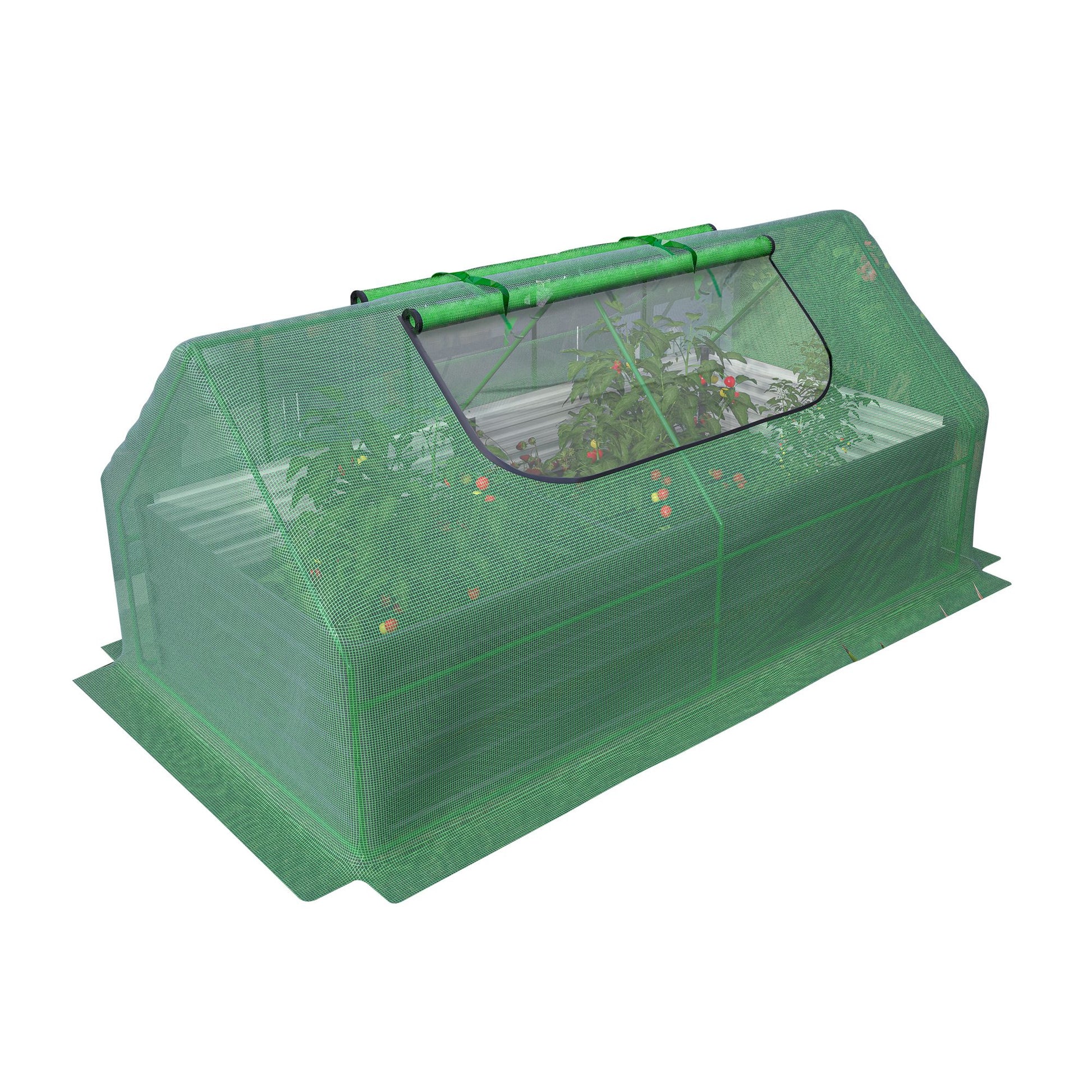 8' x 4' Raised Garden Bed with Greenhouse Cover, Galvanized Metal Frame