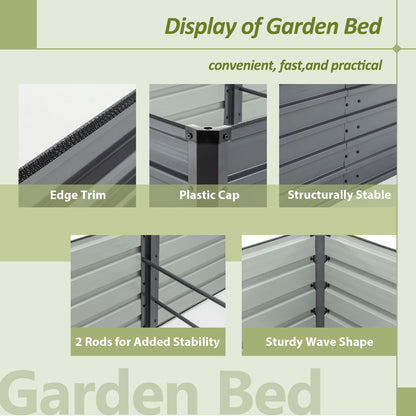 8' x 4' Raised Garden Bed with Greenhouse Cover, Galvanized Metal Frame