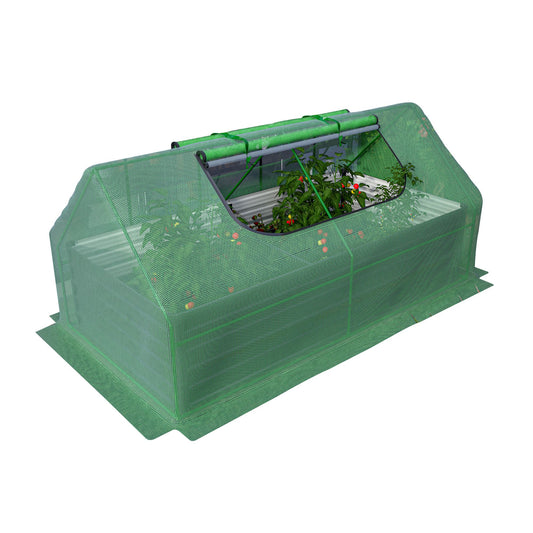 8' x 4' Raised Garden Bed with Greenhouse Cover, Galvanized Metal Frame