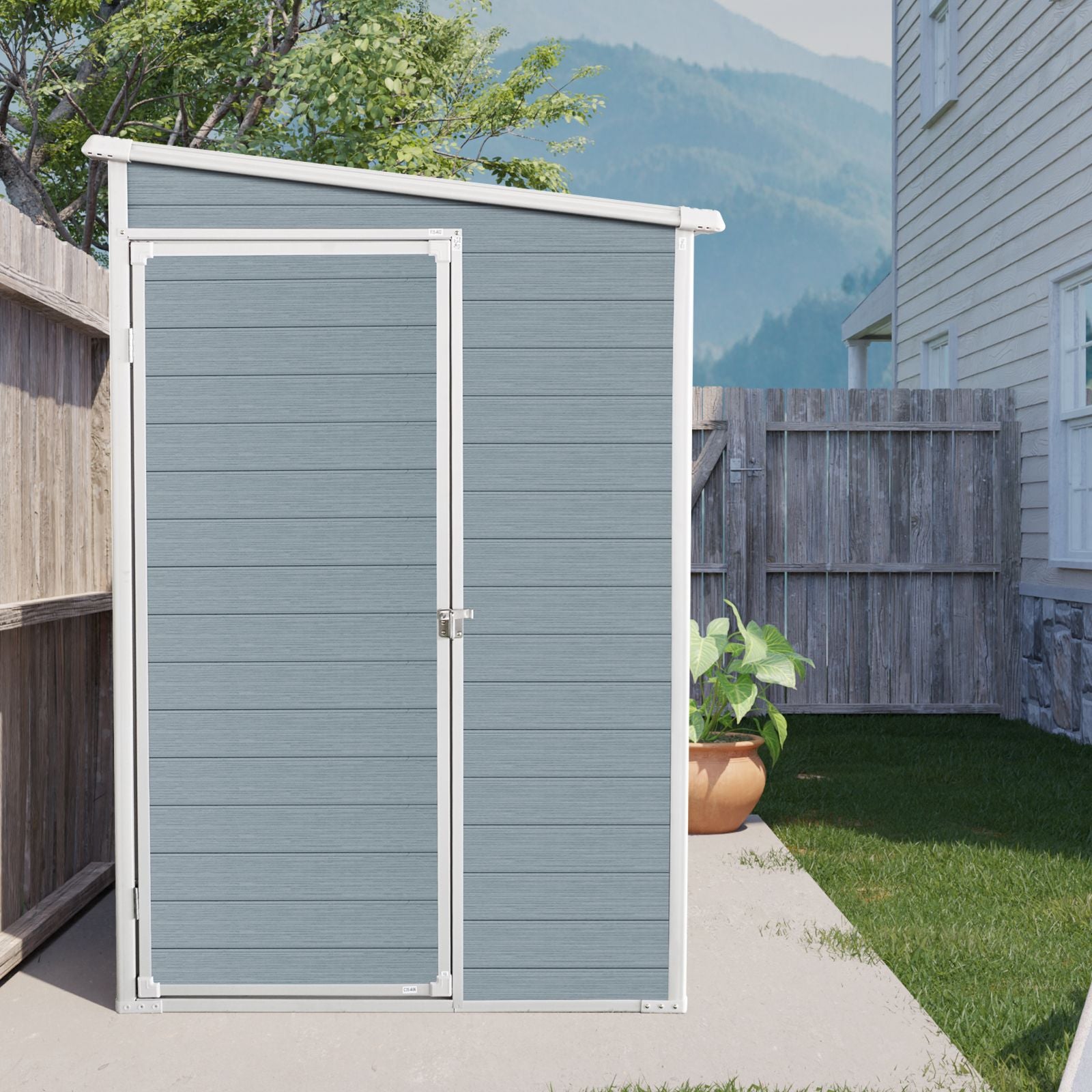 8' x 4' Resin Outdoor Storage Shed with Floor, Two Windows & Lockable Doors