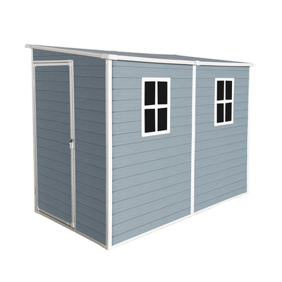 8' x 4' Resin Outdoor Storage Shed with Floor Base, Two Windows & Lockable Doors